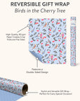 Birds in the Cherry Tree Reversible Gift Wrap