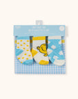 Set of 3 Mr Happy Baby socks attached to mesh case