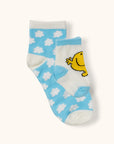 Mama and baby Mr. Happy socks flat lay