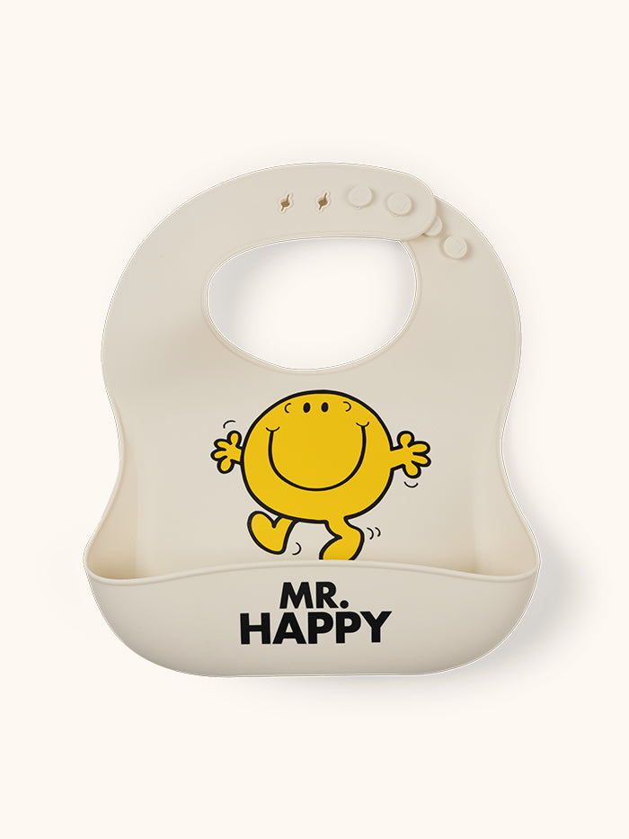 Mr. Happy Silicone Bib flat lay