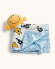 Mr. Happy security blanket with satin corner