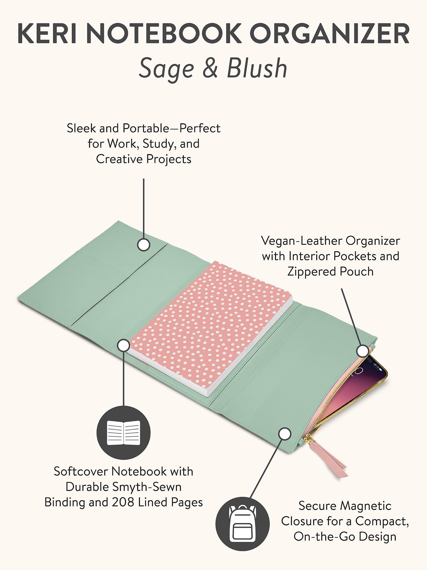 Sage & Blush Keri Notebook and Organizer