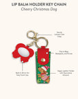 Cheery Christmas Dog Lip Balm Holder Key Chain