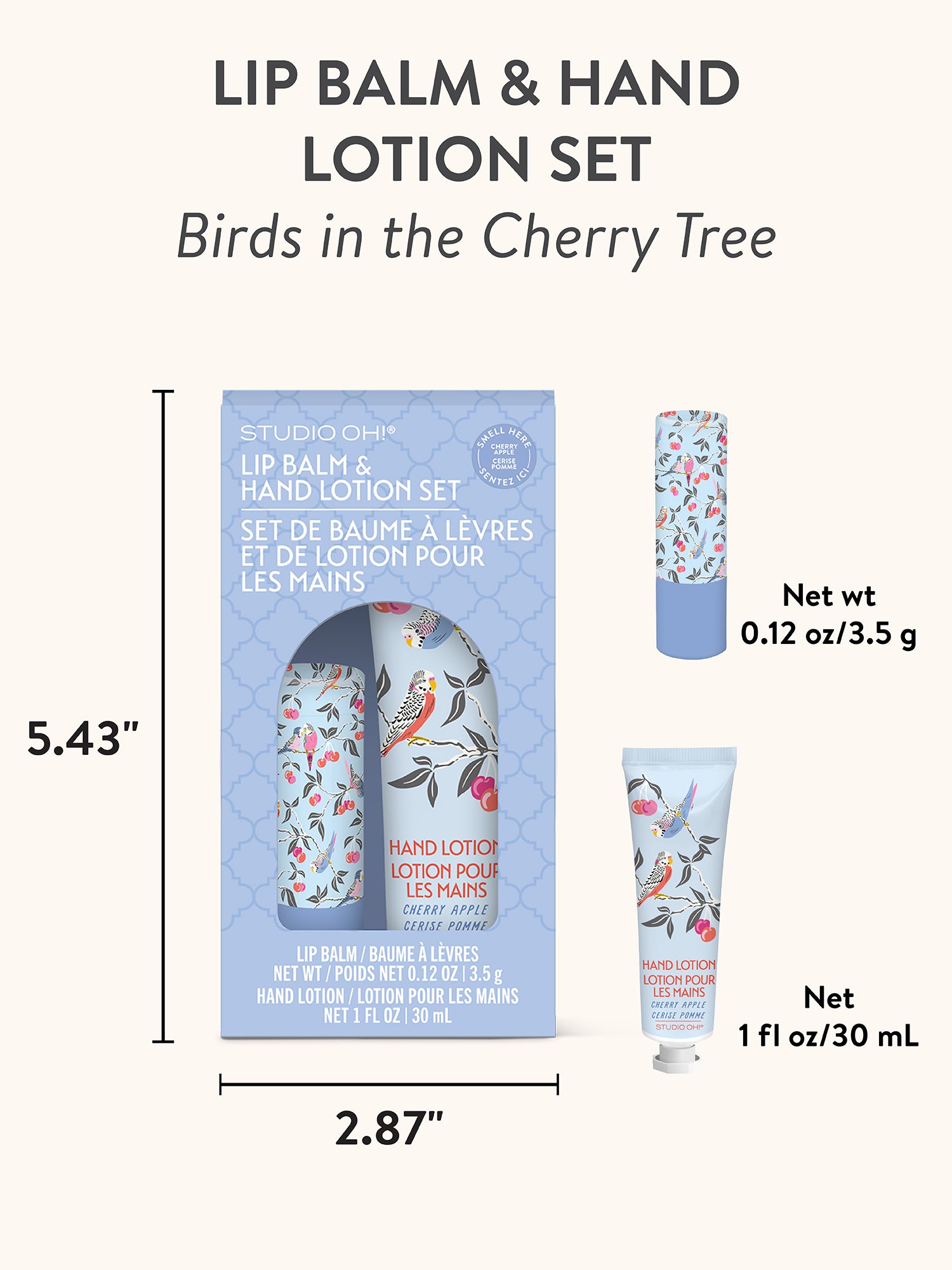 Birds in the Cherry Tree Lip Balm & Hand Lotion Set