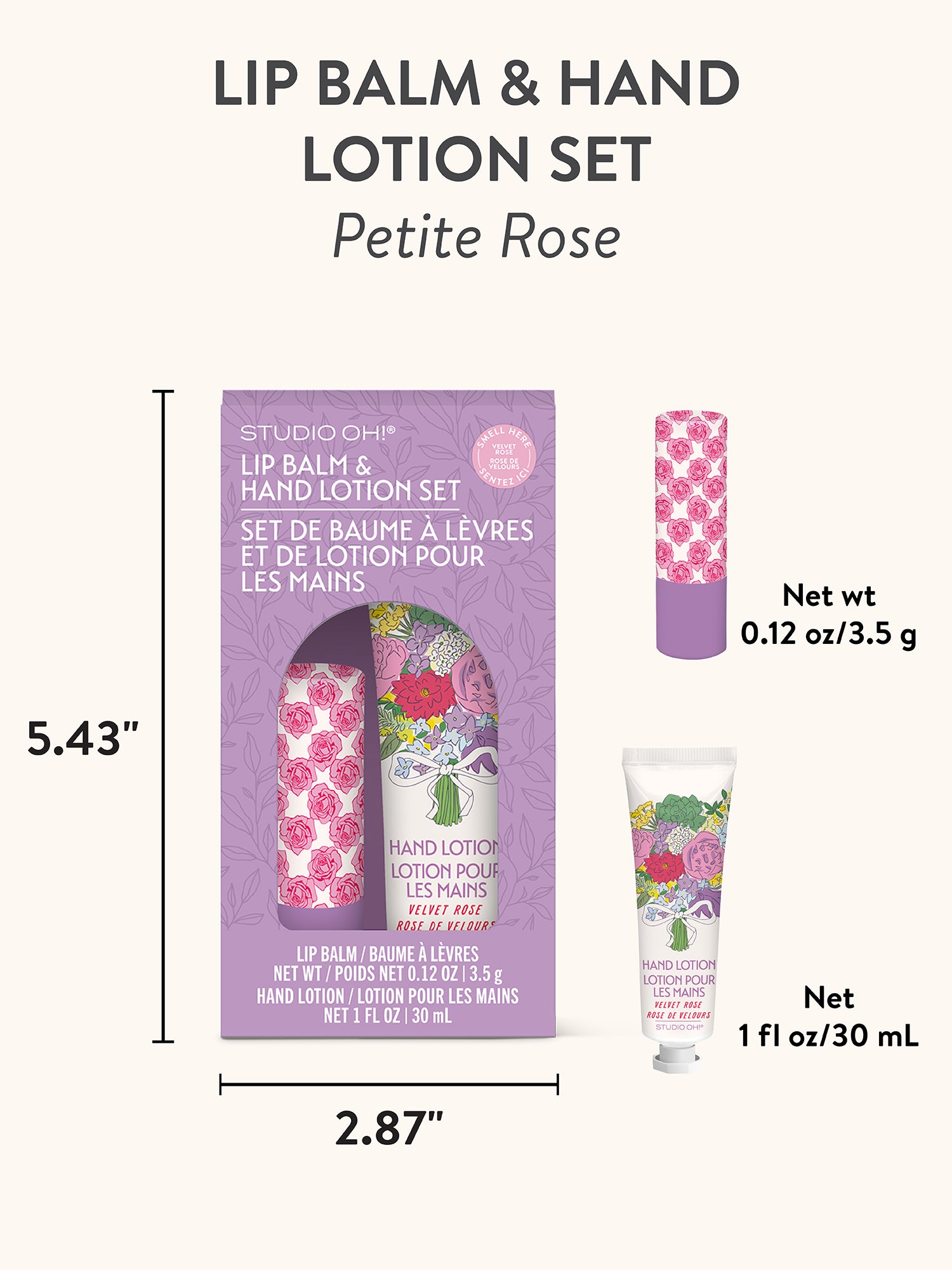 Petite Rose Lip Balm & Hand Lotion Set