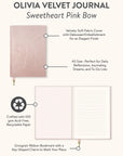 Sweetheart Pink Bow Olivia Velvet A5 Journal
