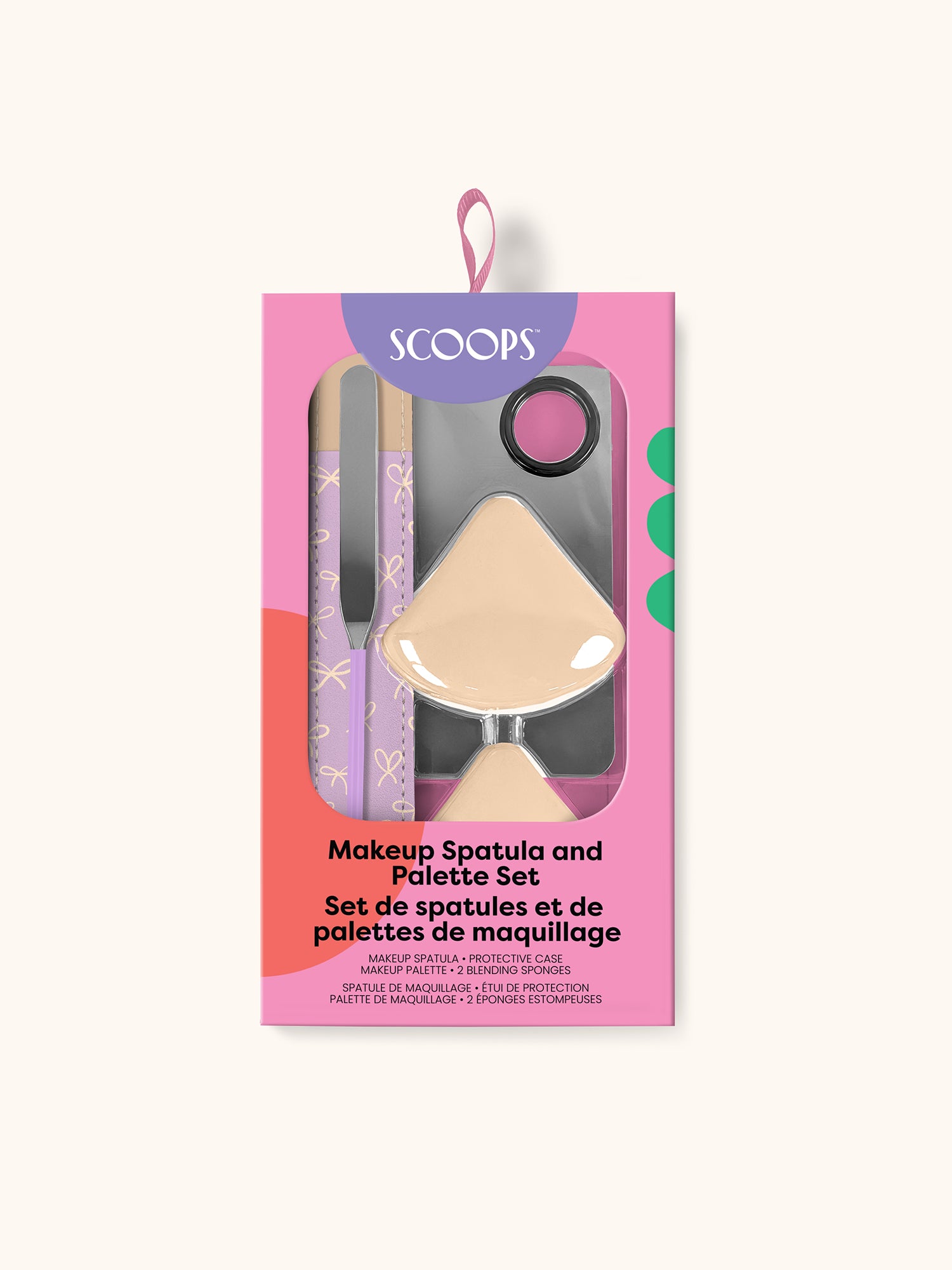 SCOOPS Beauty Makeup Spatula and Palette Set, Simple Bows
