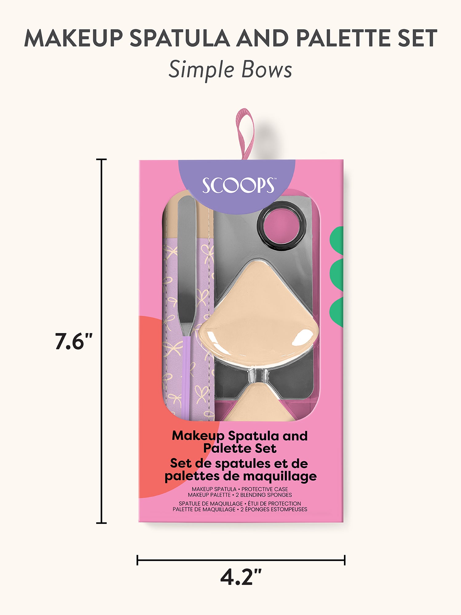 SCOOPS Beauty Makeup Spatula and Palette Set, Simple Bows