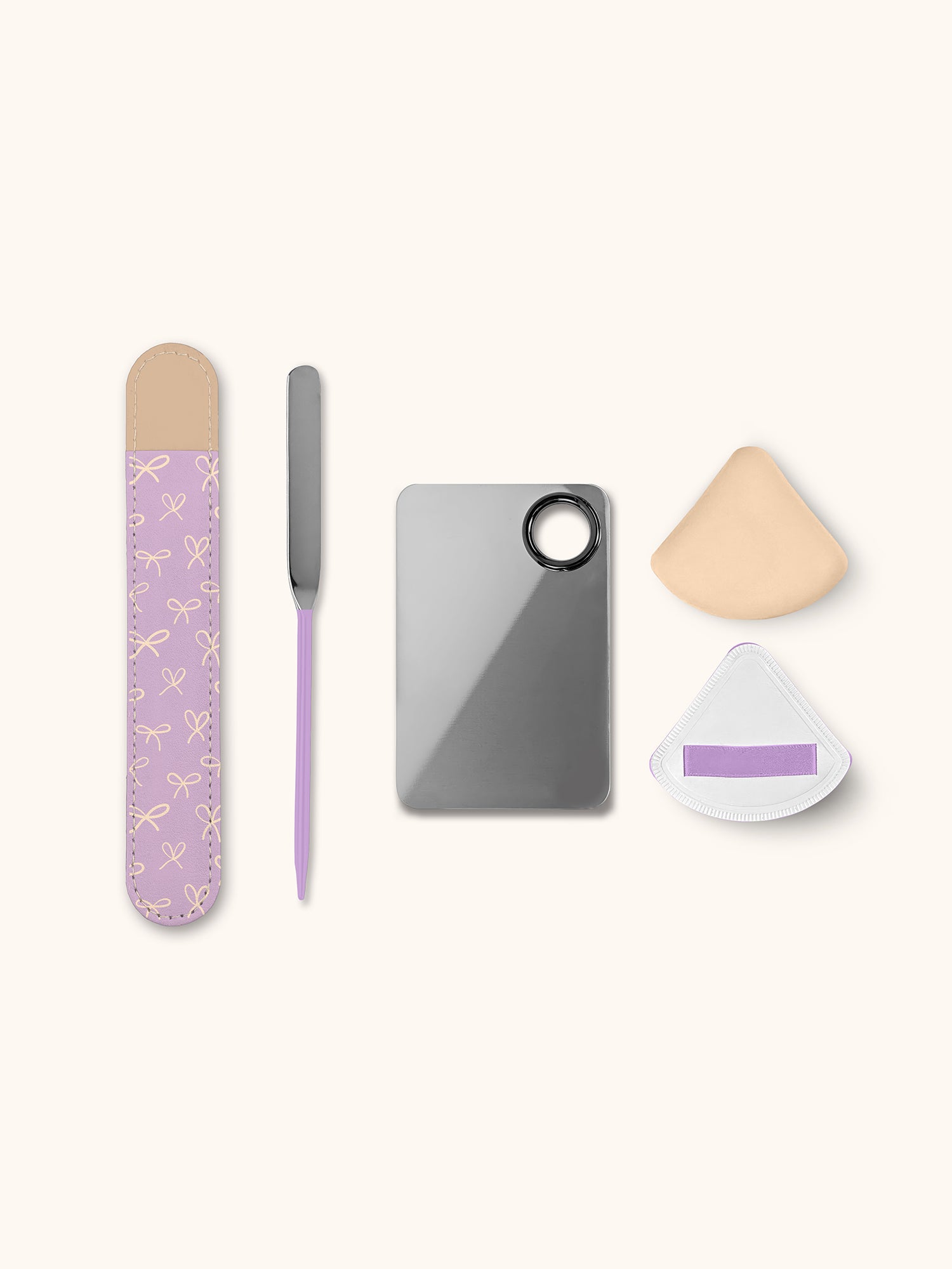 SCOOPS Beauty Makeup Spatula and Palette Set, Simple Bows