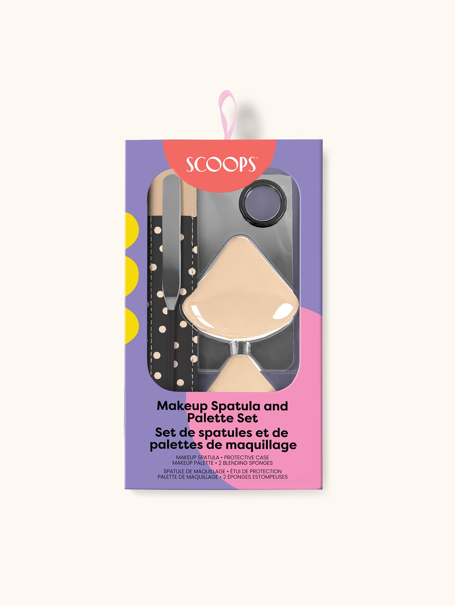 SCOOPS Beauty Makeup Spatula and Palette Set, Dots on Black