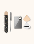 SCOOPS Beauty Makeup Spatula and Palette Set, Dots on Black