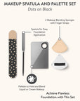 SCOOPS Beauty Makeup Spatula and Palette Set, Dots on Black