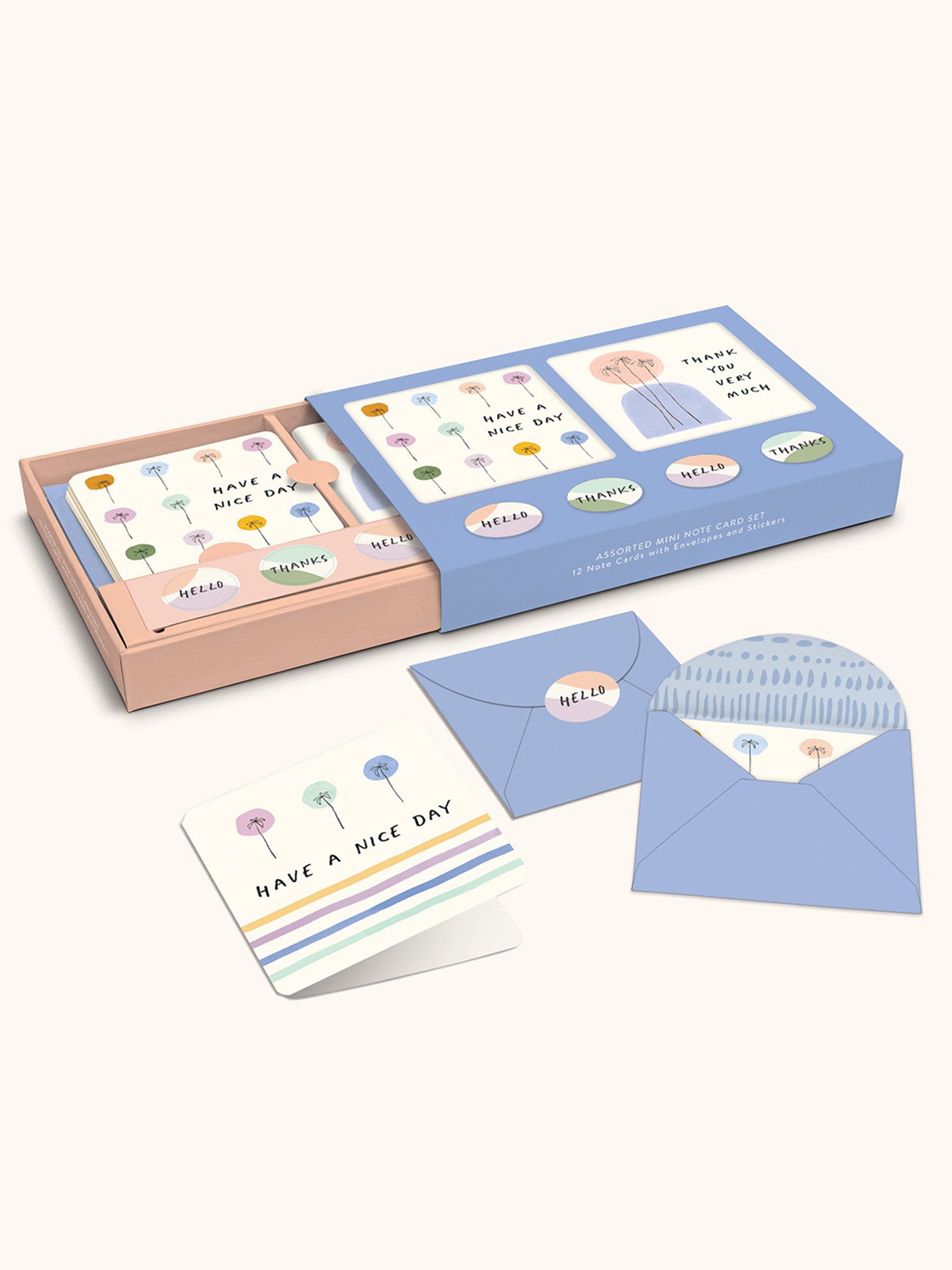 Dotted Palms Mini Note Card Set with Stickers