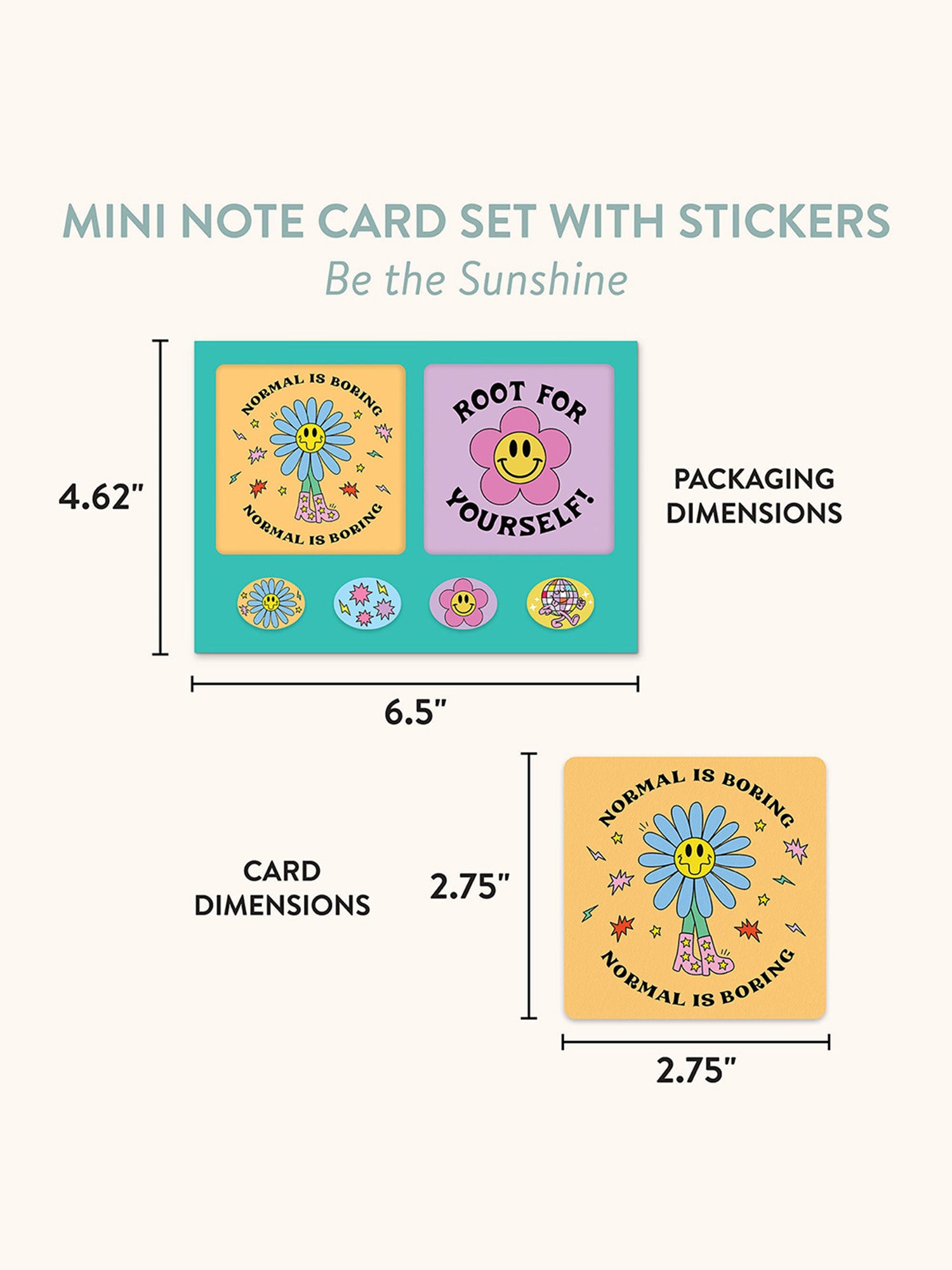 Be the Sunshine Mini Note Card Set with Stickers