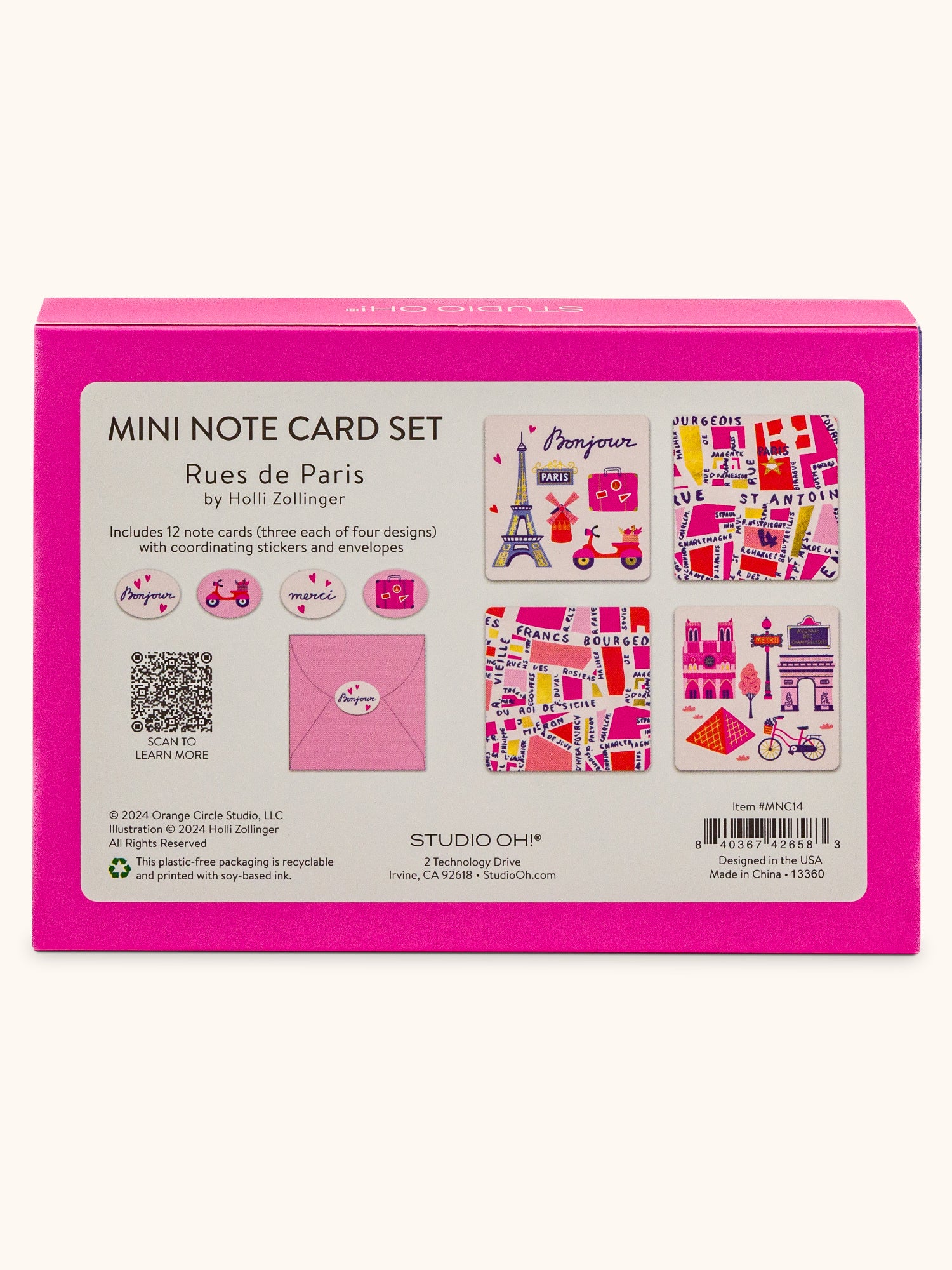 Rues de Paris Mini Note Card Set with Stickers