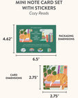Cozy Reads Assorted Mini Note Card Set with Stickers
