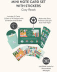 Cozy Reads Assorted Mini Note Card Set with Stickers