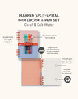 Coral & Salt Water Harper Split-Spiral Notebook & Pen Set
