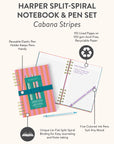 Cabana Stripes Harper Split-Spiral Notebook & Pen Set
