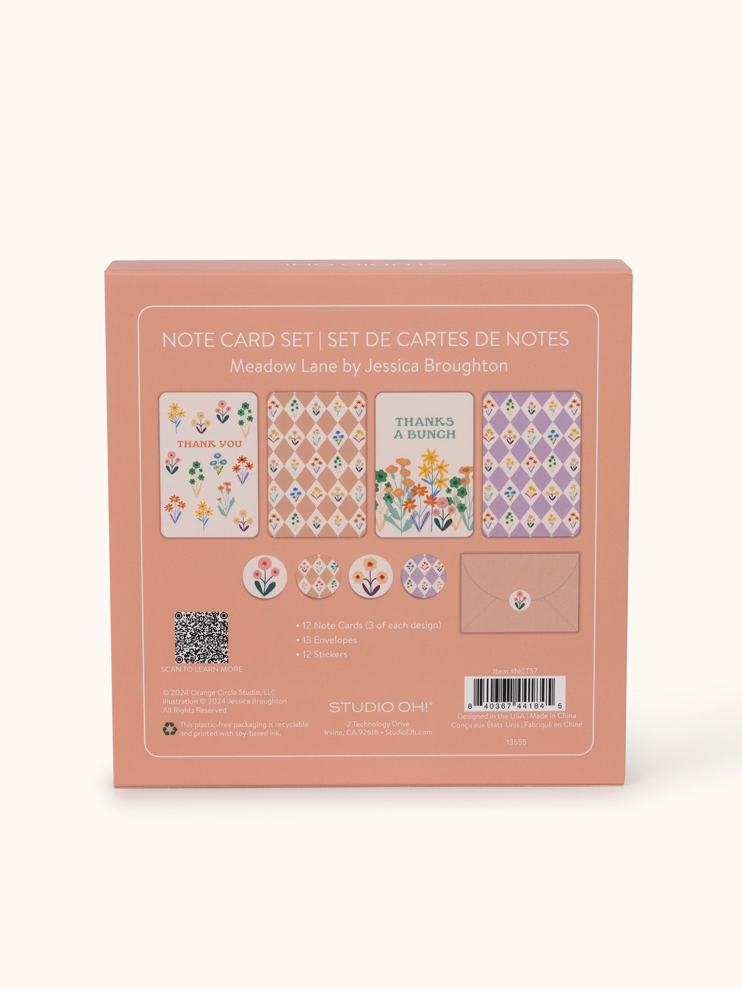 Meadow Lane Assorted Note Card Set with Stickers