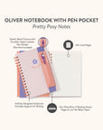 Pretty Posy Notes Oliver Notebook with Pen Pocket