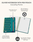 Cascading Plumes Oliver Notebook with Pen Pocket