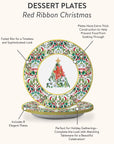 Red Ribbon Christmas Paper Dessert Plate