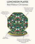 Red Ribbon Christmas Die-Cut Paper Luncheon Plate