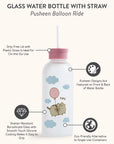 Pusheen Balloon Ride Glass Water Bottle with Straw