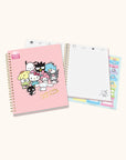 Hello Kitty and Friends Pink Pinstripe Extra-Large Spiral Notebook with Pocket & Sticker Sheet