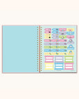 Hello Kitty and Friends Pink Pinstripe Extra-Large Spiral Notebook with Pocket & Sticker Sheet