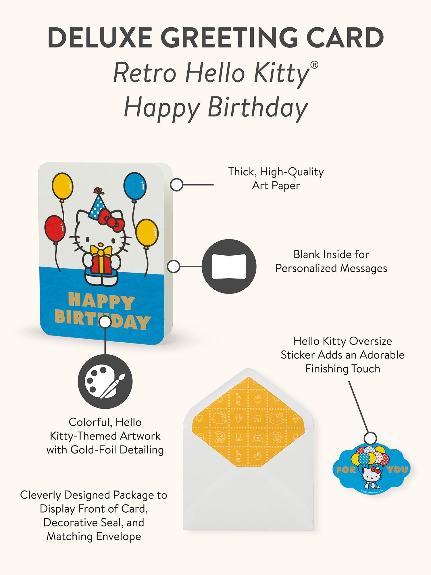 Retro Hello Kitty Happy Birthday Deluxe Greeting Cards