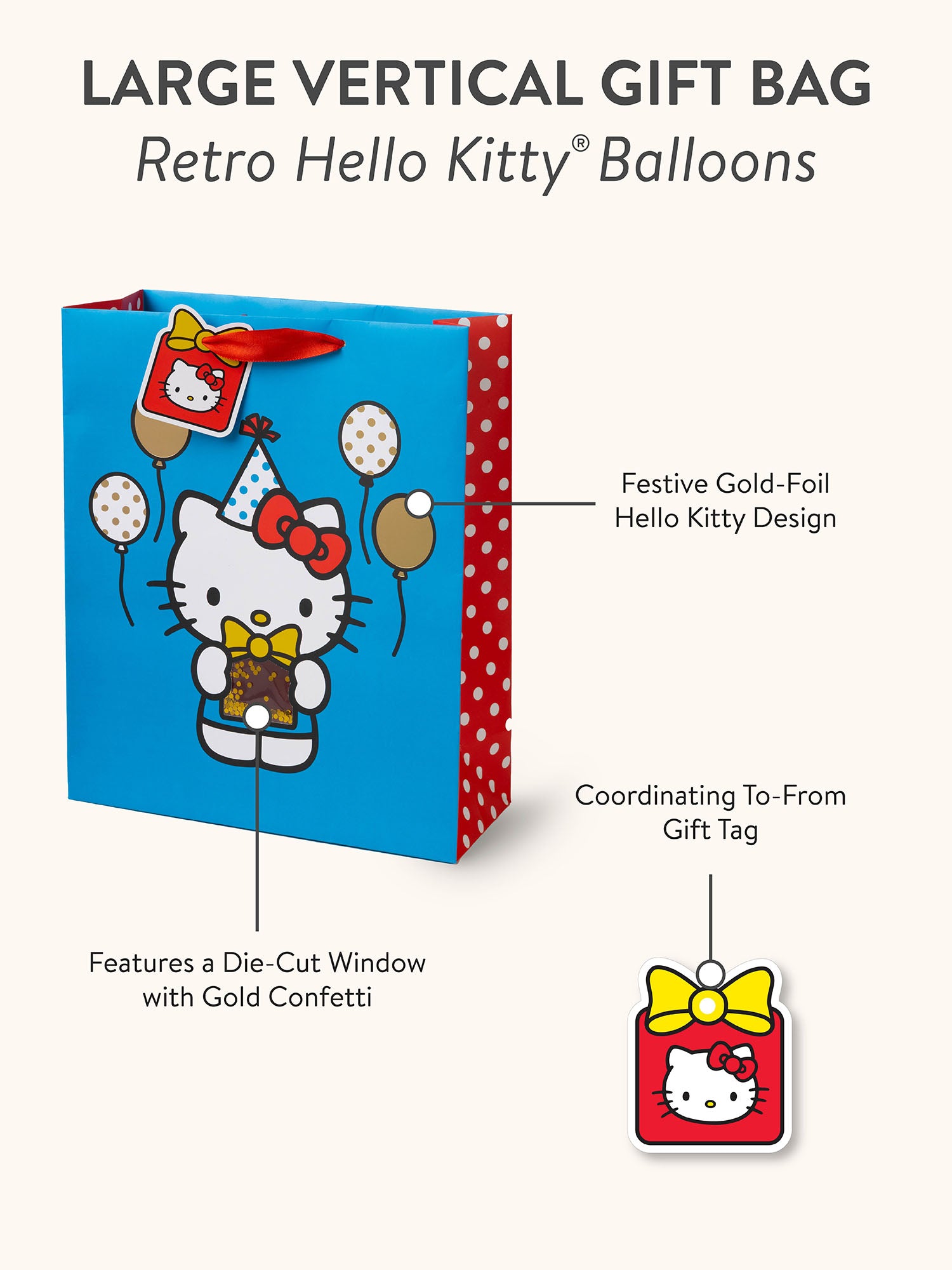 Retro Hello Kitty Balloons Large Gift Bag
