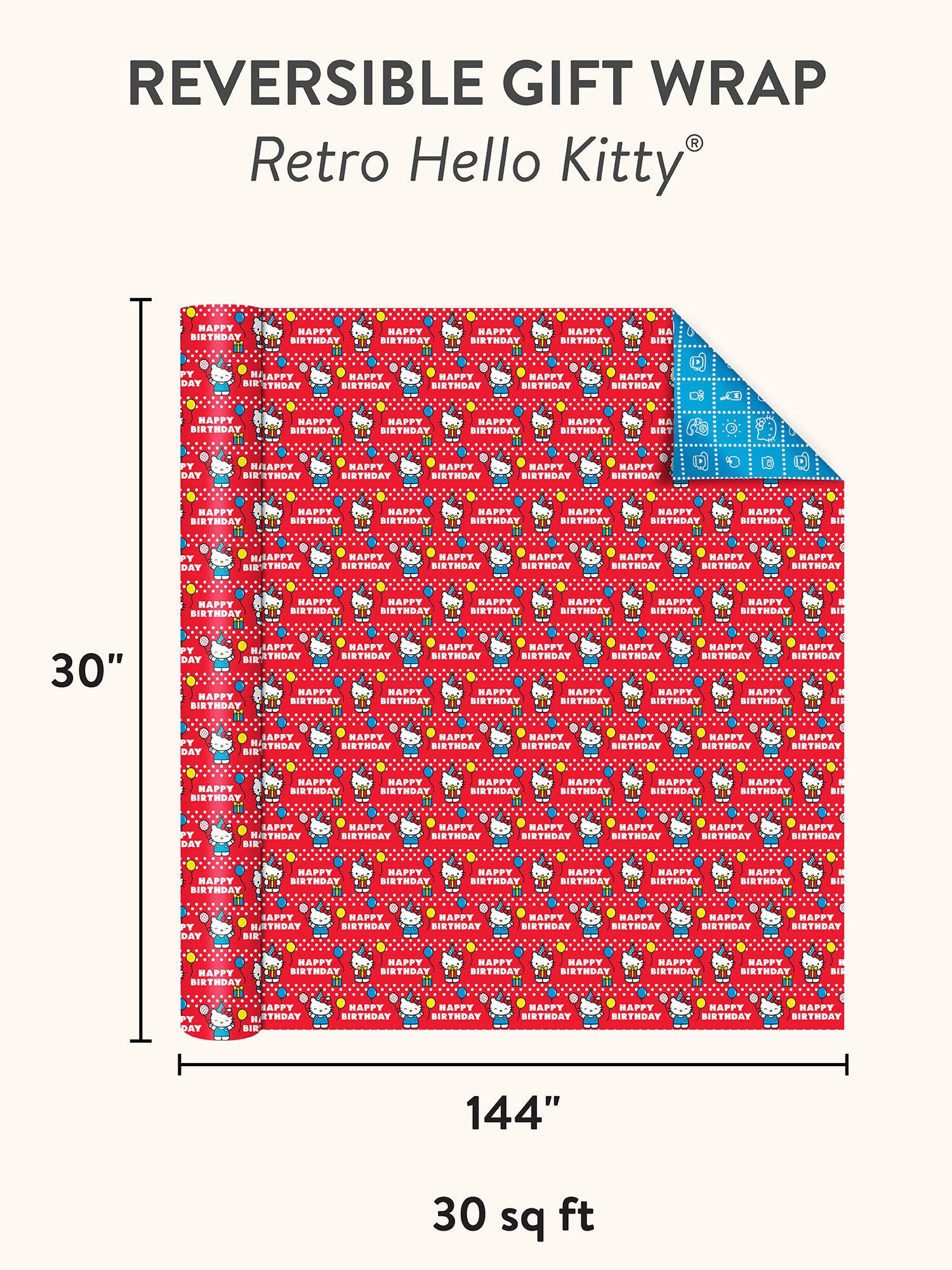 Retro Hello Kitty Reversible Gift Wrap