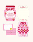 Hello Kitty and Friends Hearts and Ribbons Foldable Note Cards with Stickers