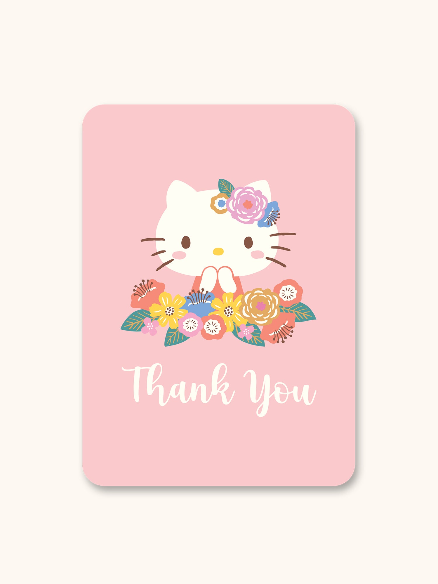 Hello Kitty Flowers Thank you Deluxe Greeting Card