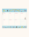 Hello Kitty and Friends College Letters Blue Weekly Desk Pad with Grommets & Sticker Sheet