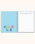 Hello Kitty and Friends College Letters Blue Extra-Large Spiral Notebook with Pocket & Sticker Sheet