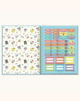Hello Kitty and Friends College Letters Blue Extra-Large Spiral Notebook with Pocket & Sticker Sheet