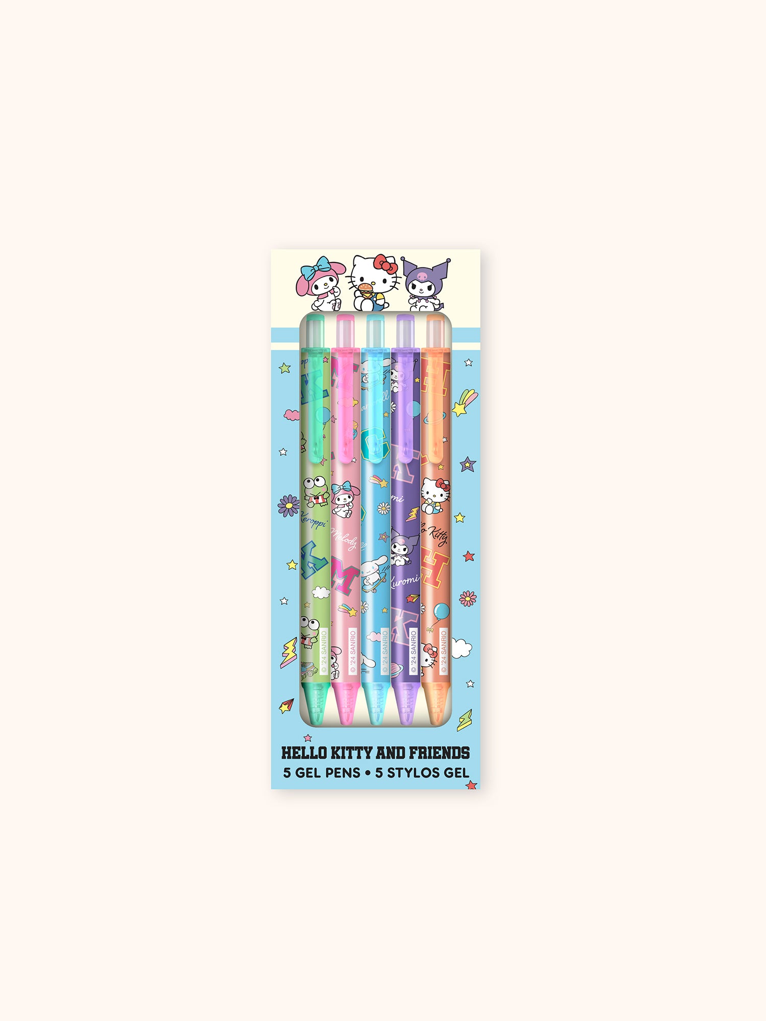 Hello Kitty and Friends College Letters Blue Gel Pen Set