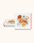Autumn Bloom Scalloped Beverage Napkin