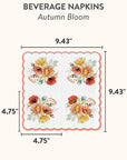 Autumn Bloom Scalloped Beverage Napkin