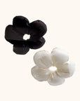 SCOOPS Beauty Flower Scrunchie 2-Pack, Black & Beige Flowers