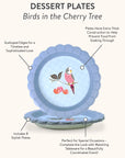 Birds in the Cherry Tree Scalloped Dessert Plates