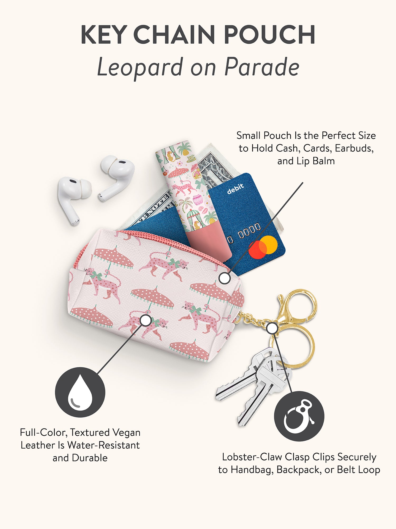 Leopard on Parade Key Chain Pouch