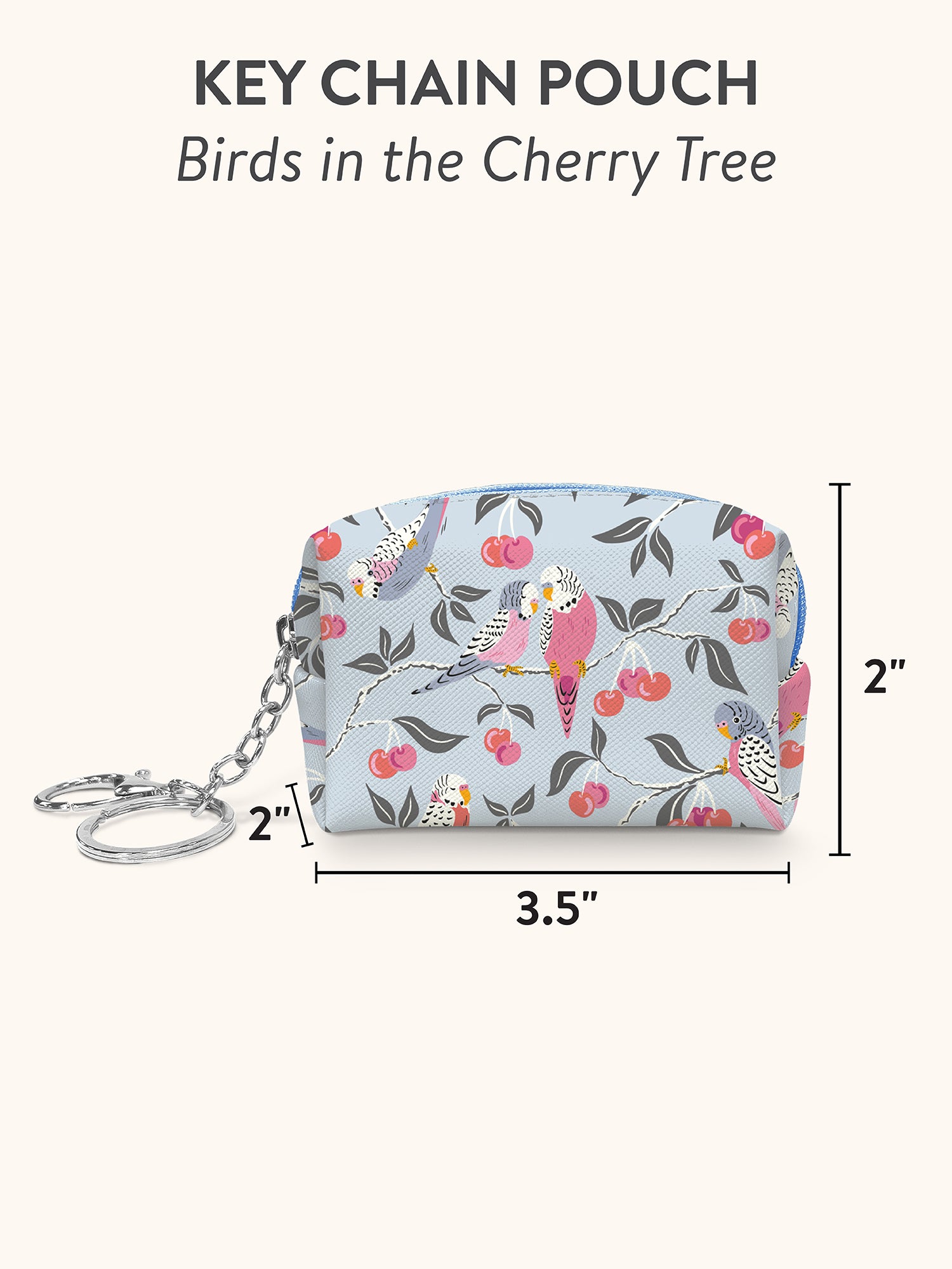 Birds in the Cherry Tree Key Chain Pouch