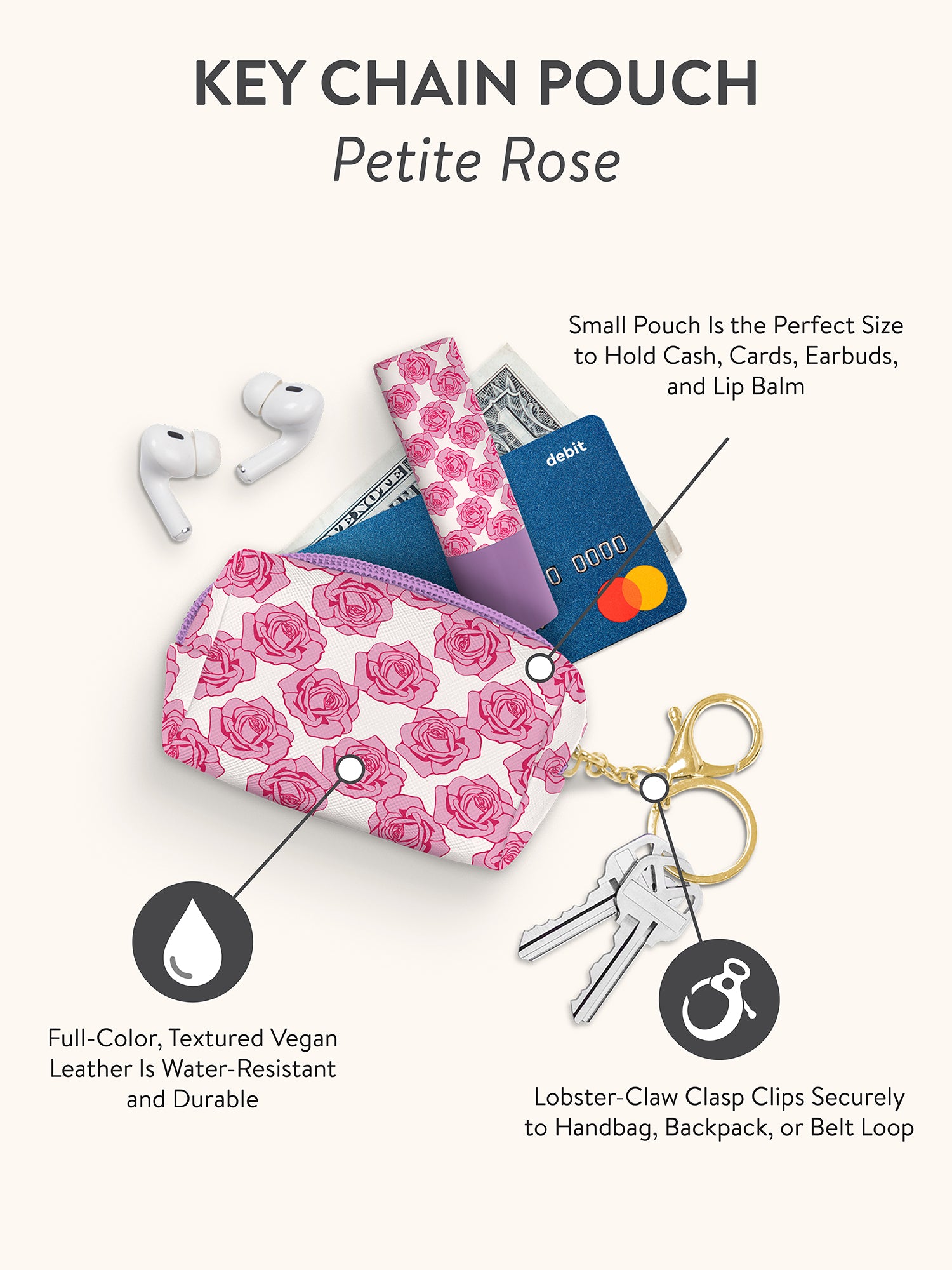 Petite Rose Key Chain Pouch