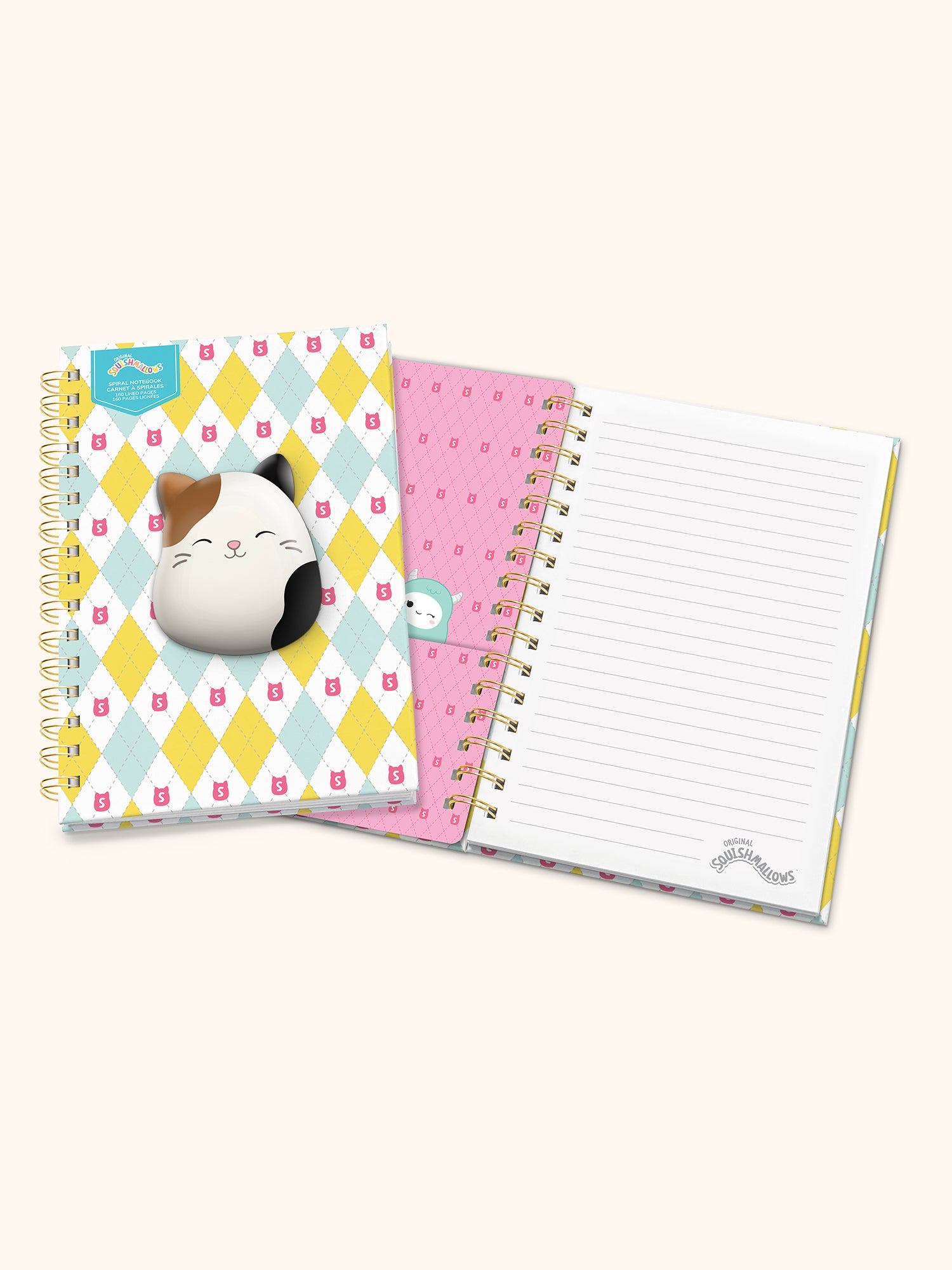 Squishmallows Back-to-Campus Medium Spiral Notebook with Squishy Puff - Cam