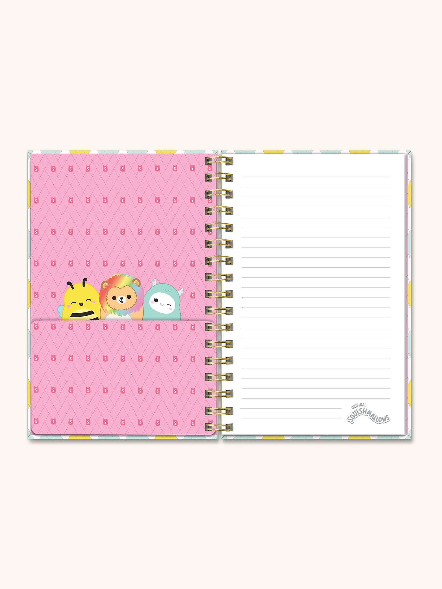 Squishmallows Back-to-Campus Medium Spiral Notebook with Squishy Puff - Cam