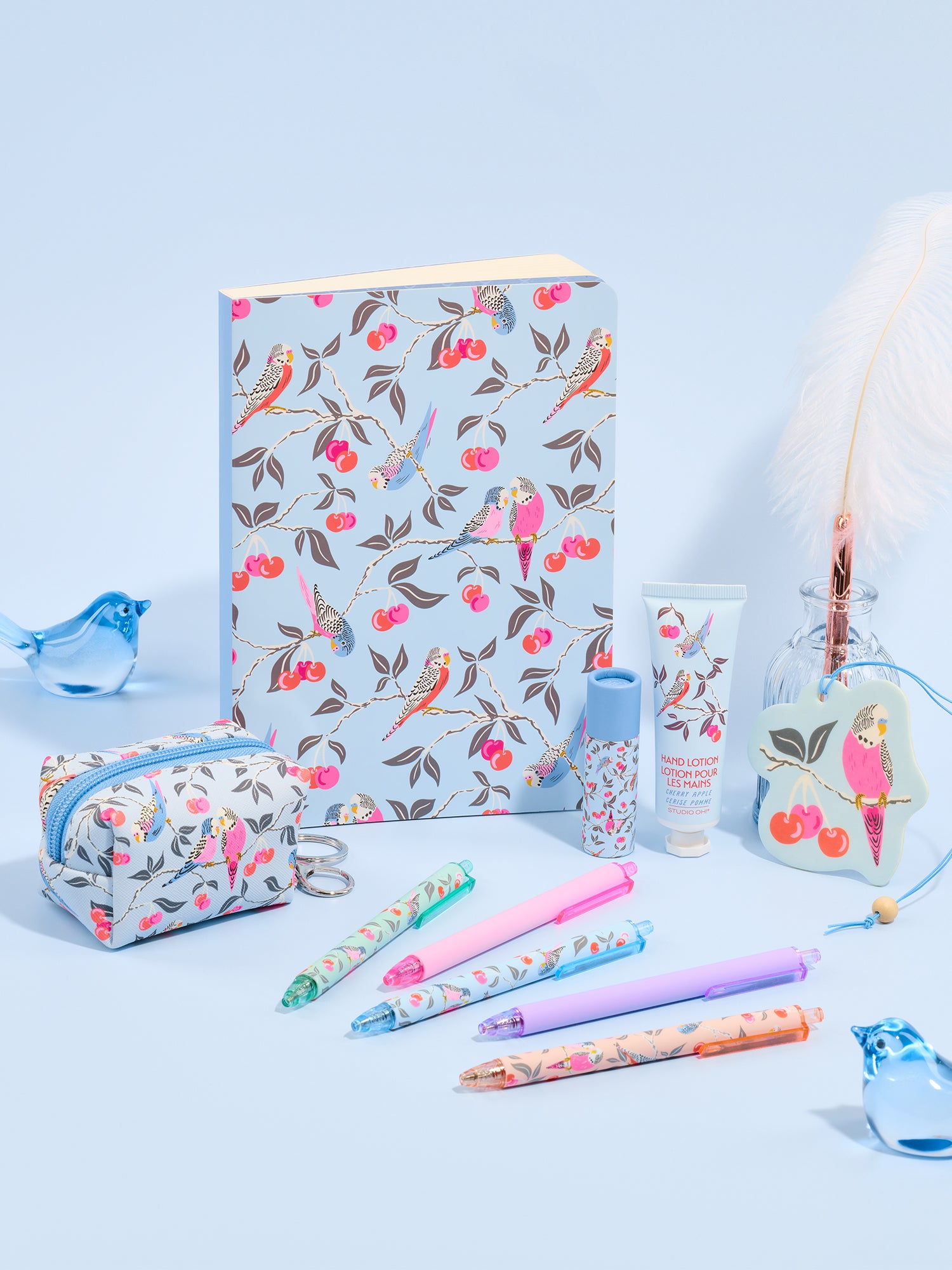 Birds in the Cherry Tree Key Chain Pouch